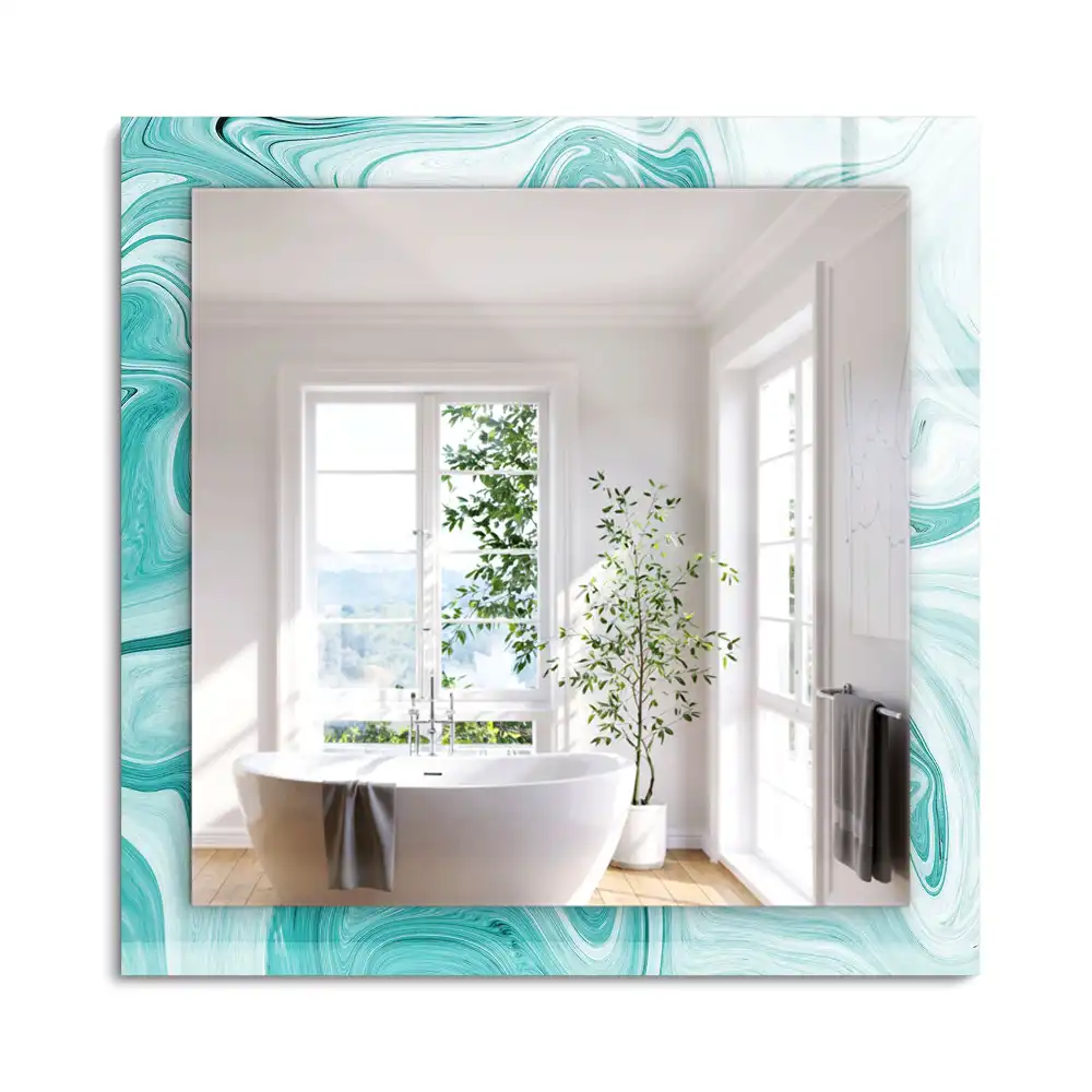 Oglindă decorativă de perete dreptunghiulară cu model abstract de marmură