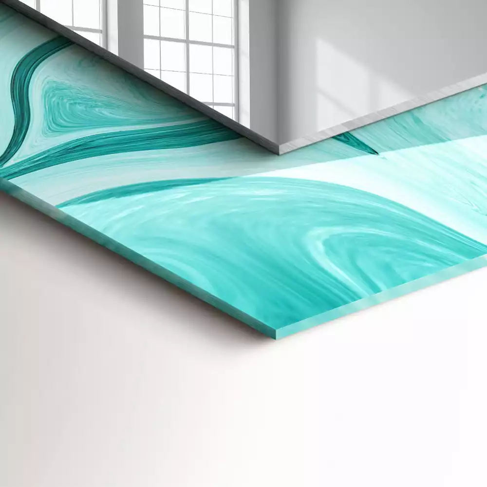Oglindă decorativă de perete dreptunghiulară cu model abstract de marmură