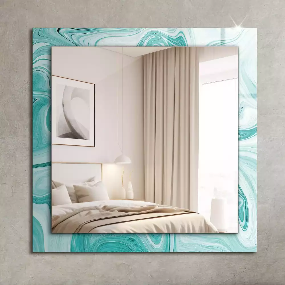 Oglindă decorativă de perete dreptunghiulară cu model abstract de marmură