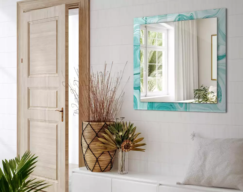 Oglindă decorativă de perete dreptunghiulară cu model abstract de marmură