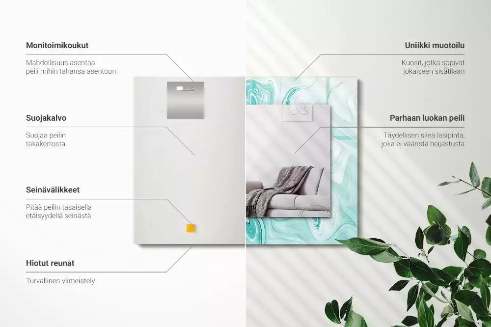 Oglindă decorativă de perete dreptunghiulară cu model abstract de marmură