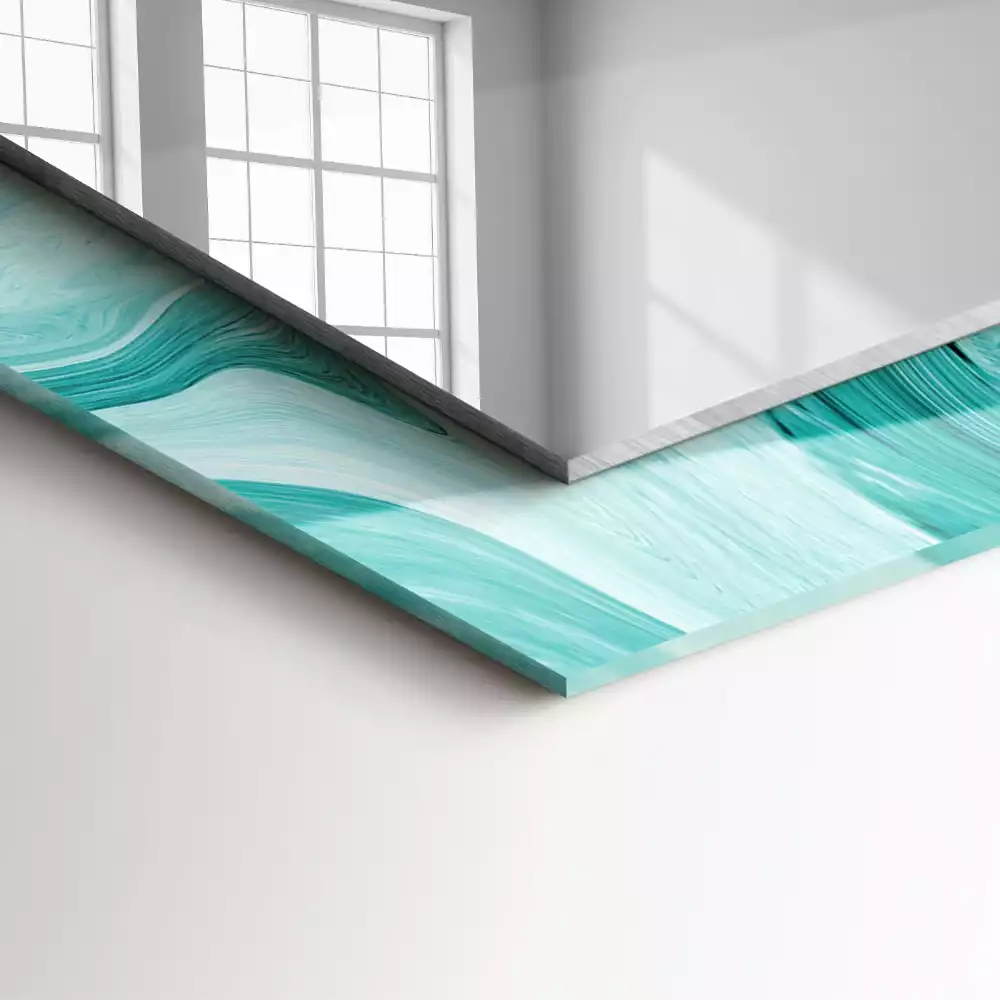 Oglindă decorativă de perete dreptunghiulară cu model abstract de marmură