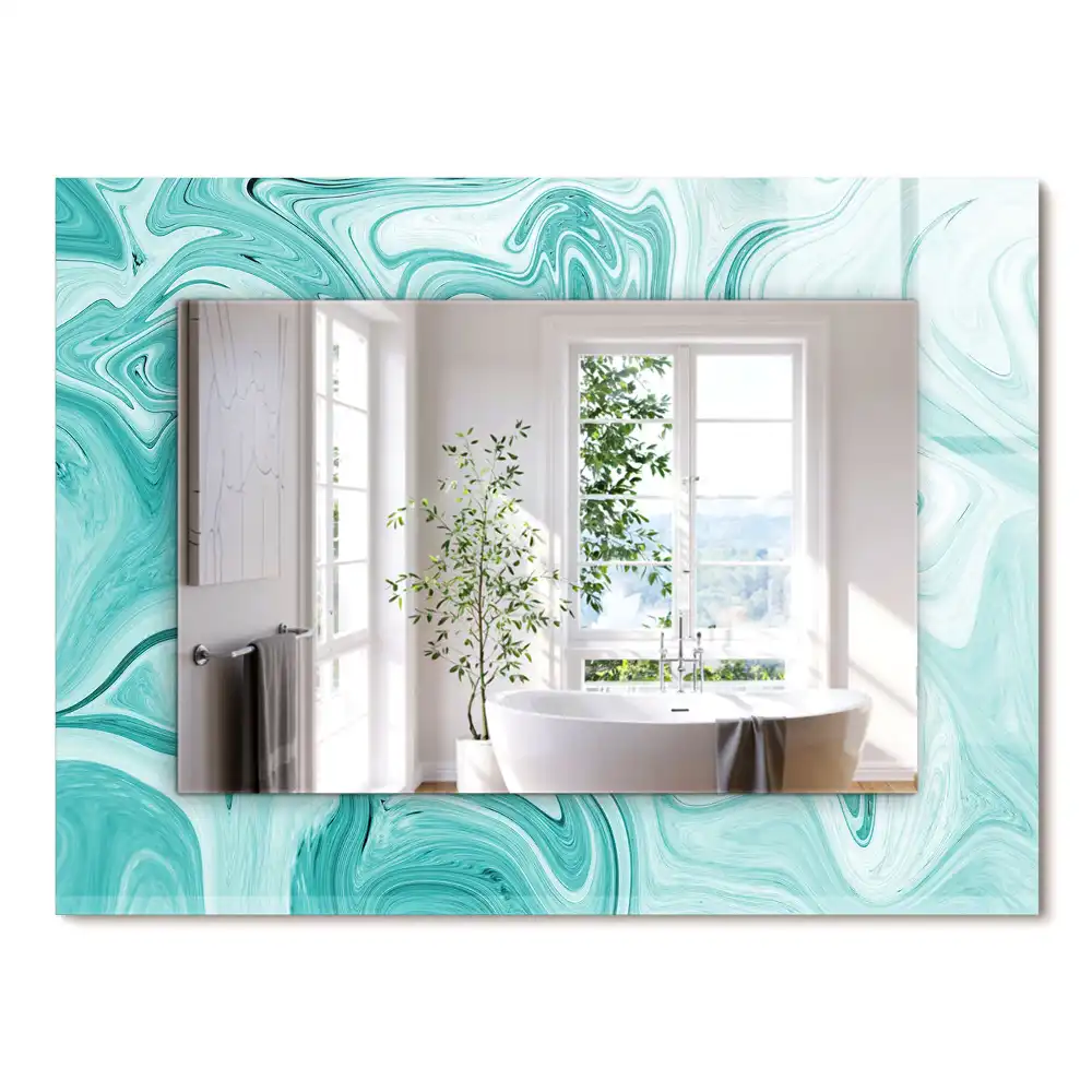 Oglindă decorativă de perete dreptunghiulară cu model abstract de marmură
