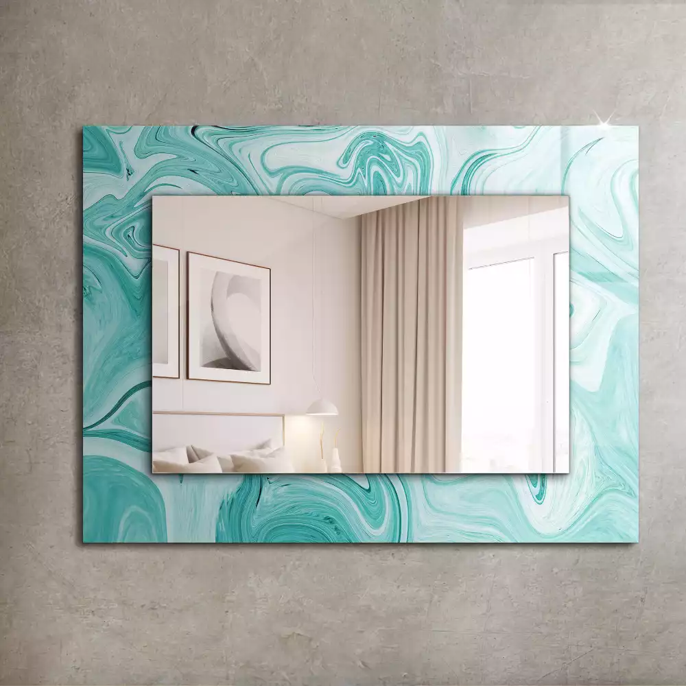 Oglindă decorativă de perete dreptunghiulară cu model abstract de marmură