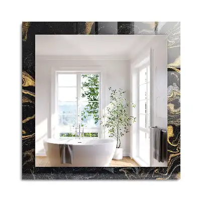 Oglindă dreptunghiulară cu decor abstract tip marmură