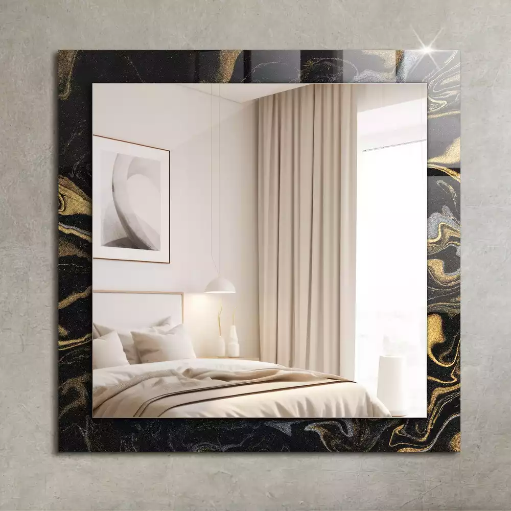 Oglindă dreptunghiulară cu decor abstract tip marmură