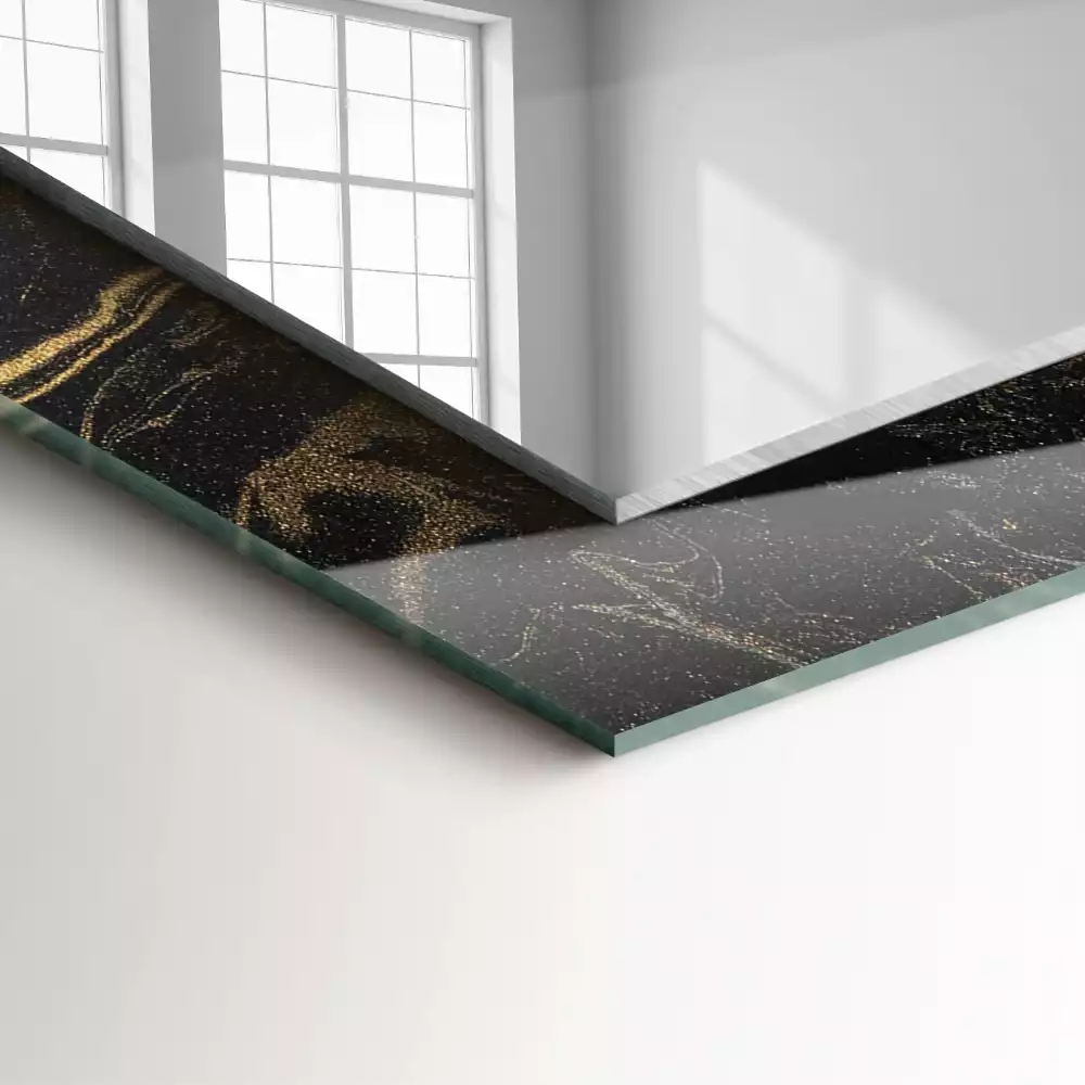 Oglindă dreptunghiulară cu decor abstract tip marmură