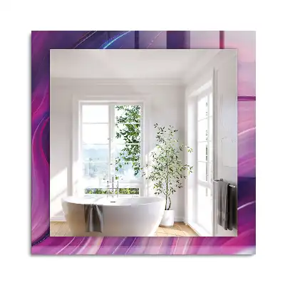 Oglindă dreptunghiulară cu imprimeu abstract valuri colorate