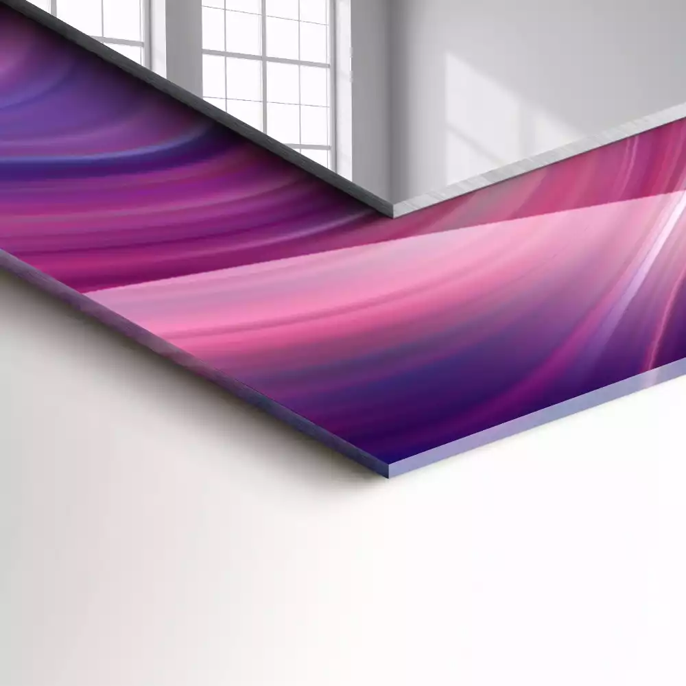 Oglindă dreptunghiulară cu imprimeu abstract valuri colorate