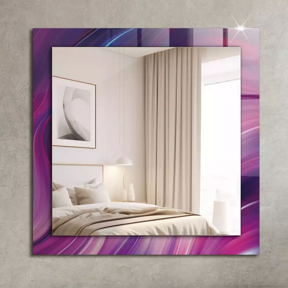 Oglindă dreptunghiulară cu imprimeu abstract valuri colorate