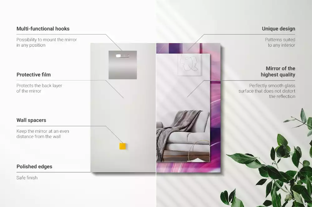 Oglindă dreptunghiulară cu imprimeu abstract valuri colorate