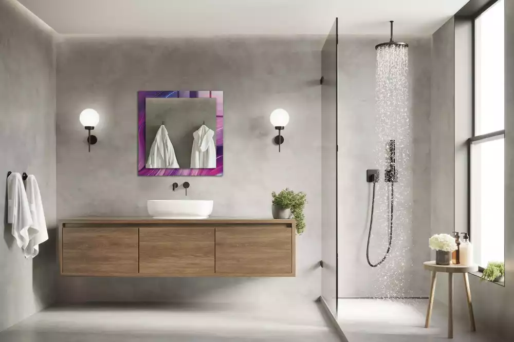 Oglindă dreptunghiulară cu imprimeu abstract valuri colorate