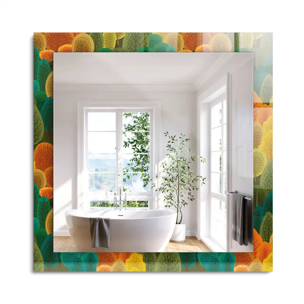 Oglindă decorativă dreptunghiulară cu model copaci de toamnă