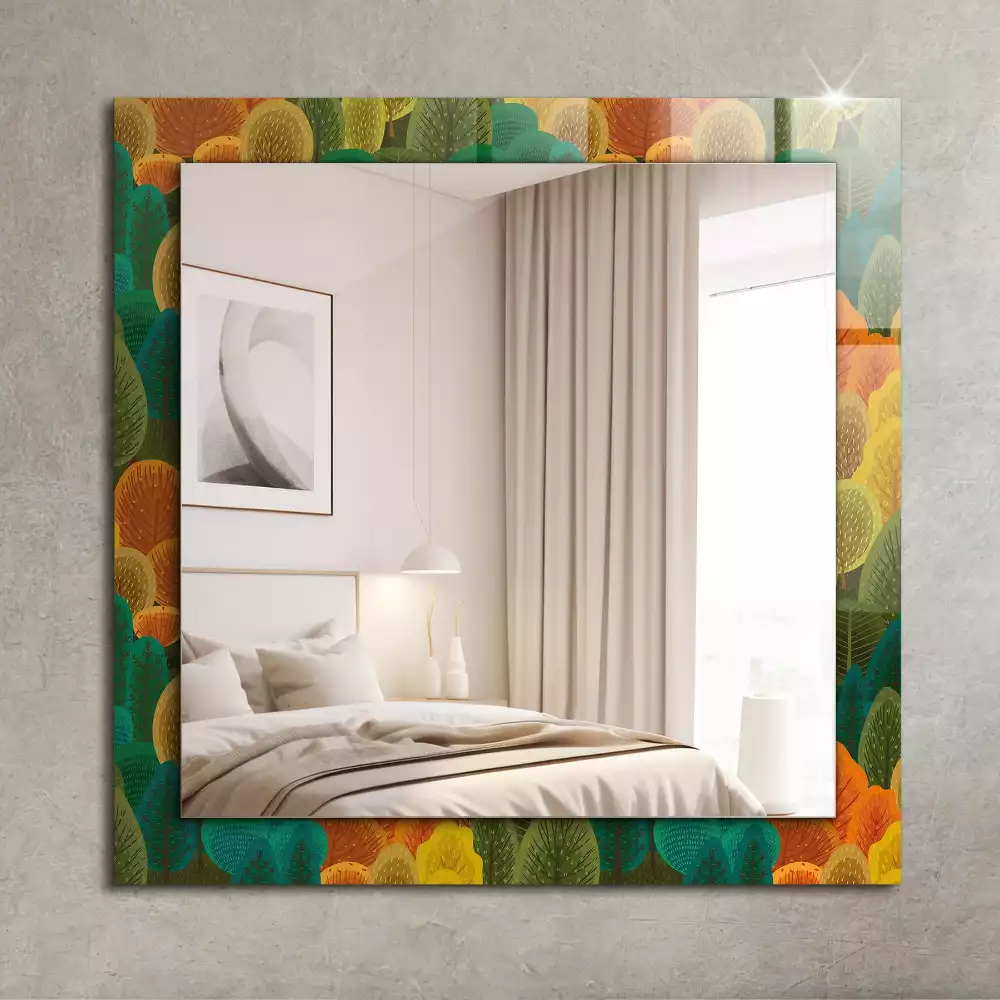 Oglindă decorativă dreptunghiulară cu model copaci de toamnă