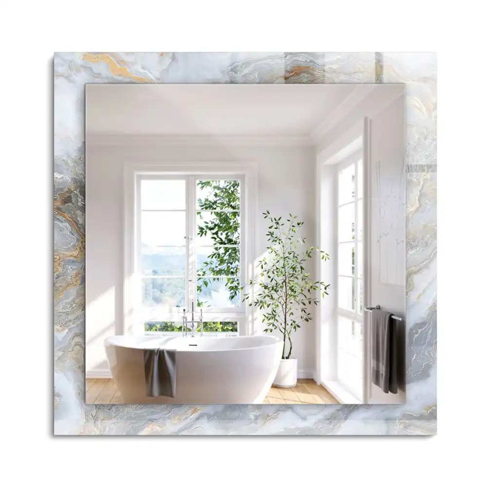 Oglindă dreptunghiulară decorativă de perete cu textură tip marmură