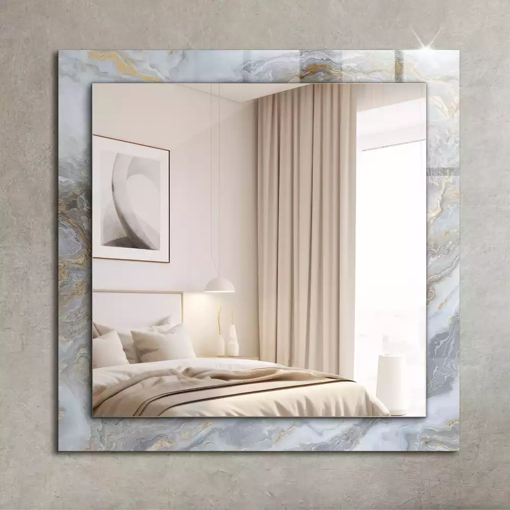 Oglindă dreptunghiulară decorativă de perete cu textură tip marmură