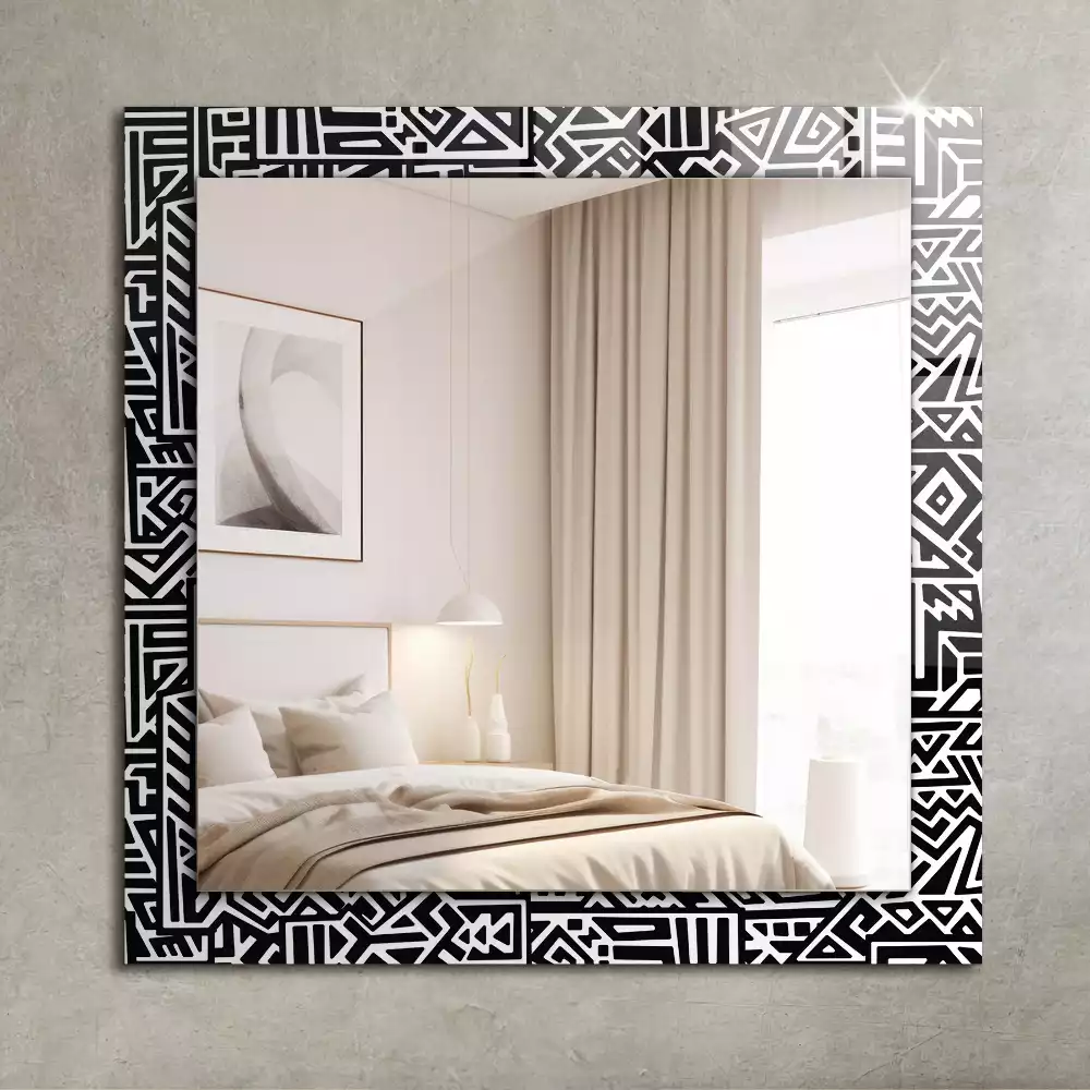 Oglindă dreptunghiulară cu imprimeu geometric