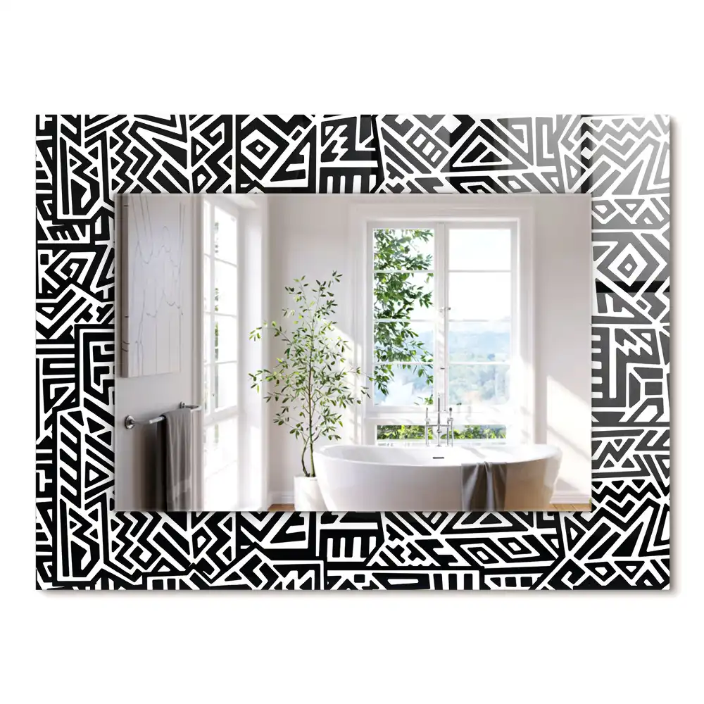 Oglindă dreptunghiulară cu imprimeu geometric