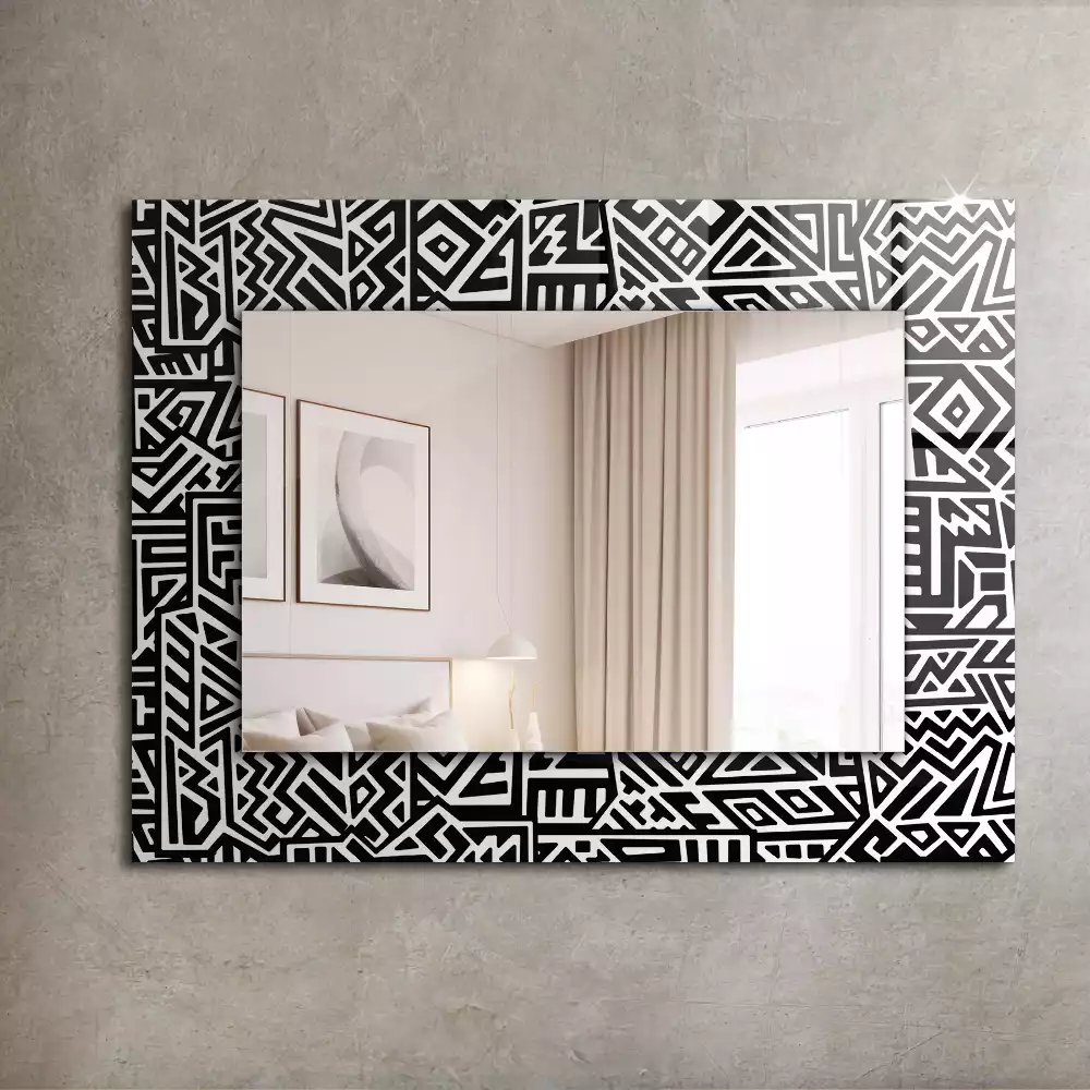 Oglindă dreptunghiulară cu imprimeu geometric