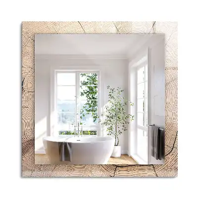 Oglindă decorativă cu ramă dreptunghiulară din secțiune de trunchi de copac