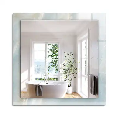 Oglindă dreptunghiulară pentru perete cu decor din marmură onix albastră