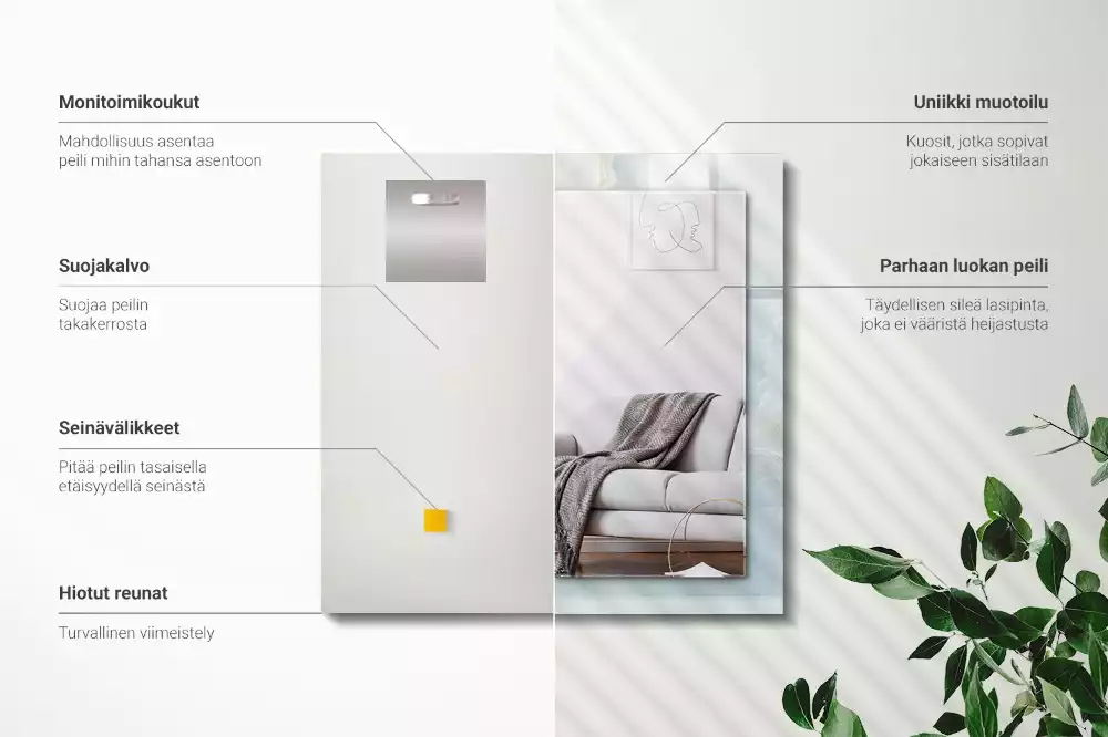 Oglindă dreptunghiulară pentru perete cu decor din marmură onix albastră
