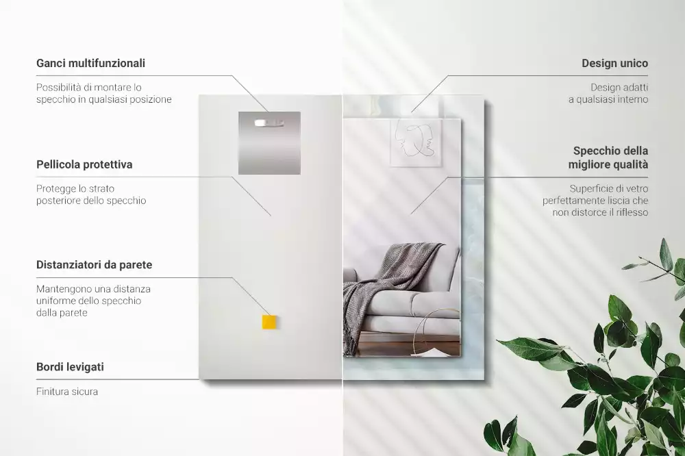 Oglindă dreptunghiulară pentru perete cu decor din marmură onix albastră