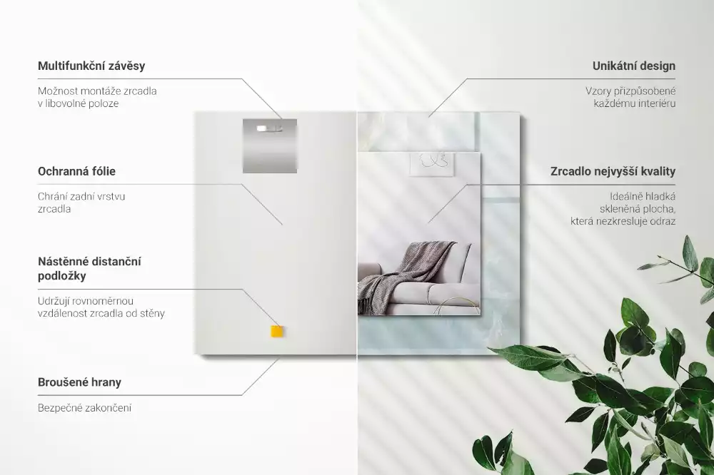 Oglindă dreptunghiulară pentru perete cu decor din marmură onix albastră