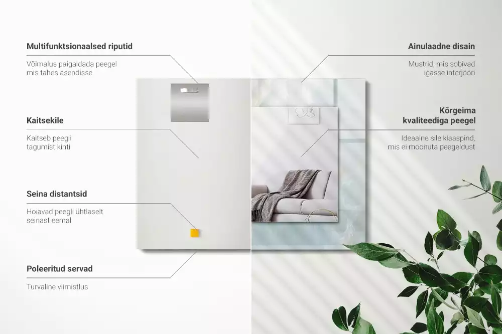 Oglindă dreptunghiulară pentru perete cu decor din marmură onix albastră
