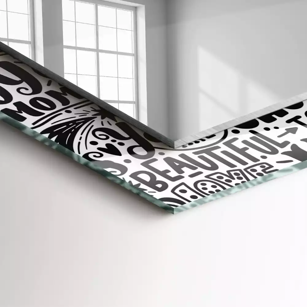 Oglindă dreptunghiulară decorativă cu inscripții motivaționale scrise de mână