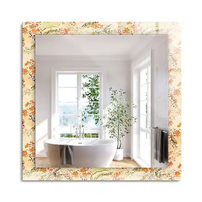 Oglindă decorativă dreptunghiulară cu design grădină japoneză
