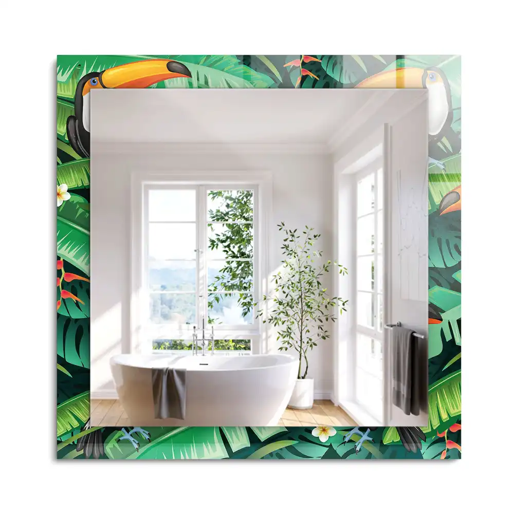 Oglindă dreptunghiulară decorativă de perete Tucanii părăsesc jungla