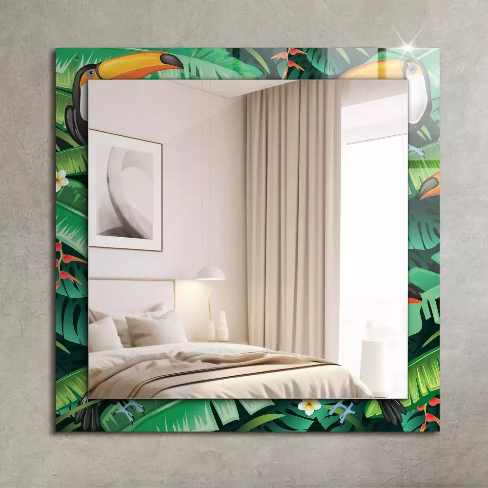 Oglindă dreptunghiulară decorativă de perete Tucanii părăsesc jungla