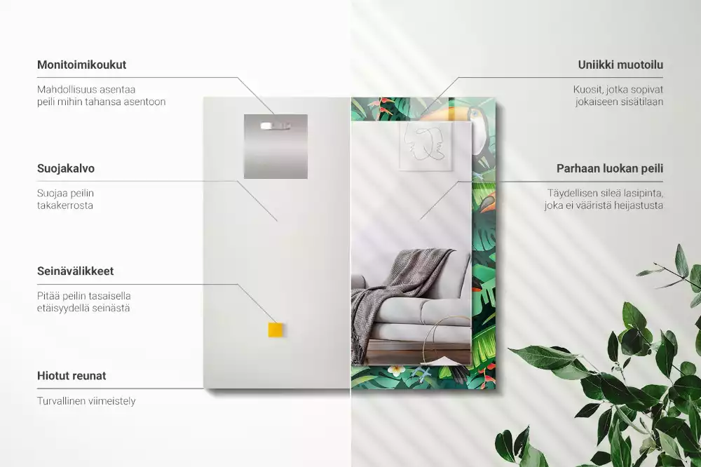 Oglindă dreptunghiulară decorativă de perete Tucanii părăsesc jungla
