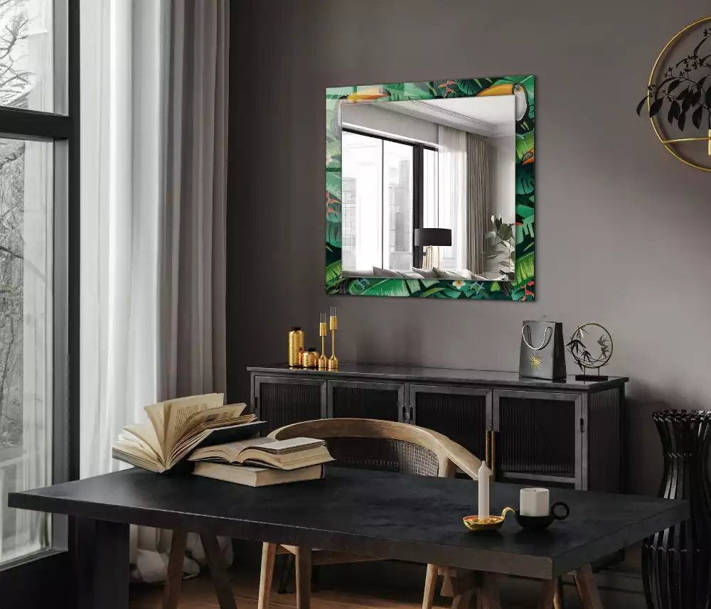 Oglindă dreptunghiulară decorativă de perete Tucanii părăsesc jungla