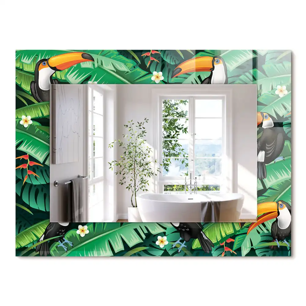 Oglindă dreptunghiulară decorativă de perete Tucanii părăsesc jungla