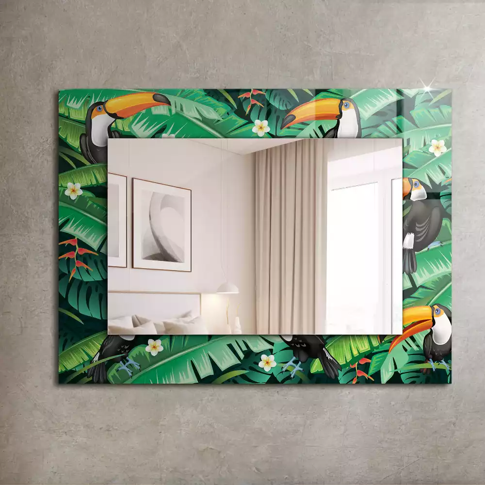Oglindă dreptunghiulară decorativă de perete Tucanii părăsesc jungla