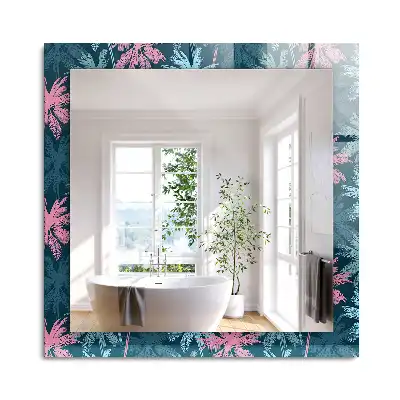 Oglindă dreptunghiulară decorativă cu model colorat de palmieri