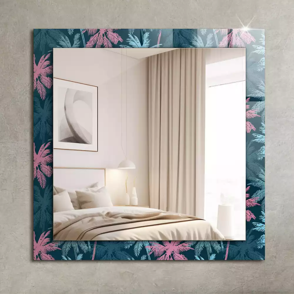 Oglindă dreptunghiulară decorativă cu model colorat de palmieri