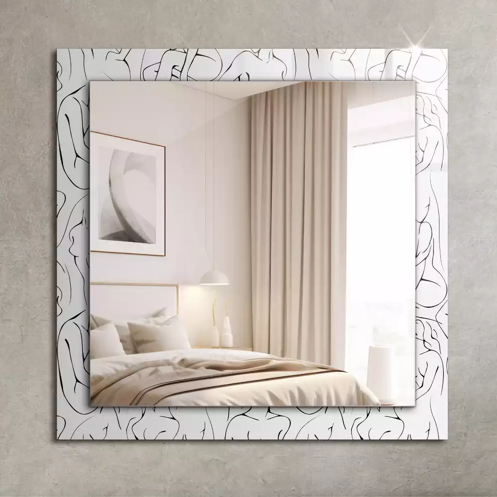 Oglindă dreptunghiulară cu decor schiță siluetă feminină