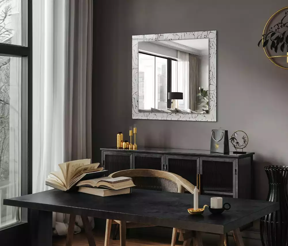 Oglindă dreptunghiulară cu decor schiță siluetă feminină