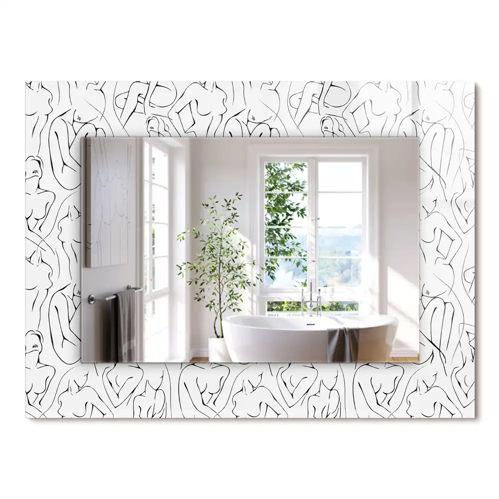 Oglindă dreptunghiulară cu decor schiță siluetă feminină