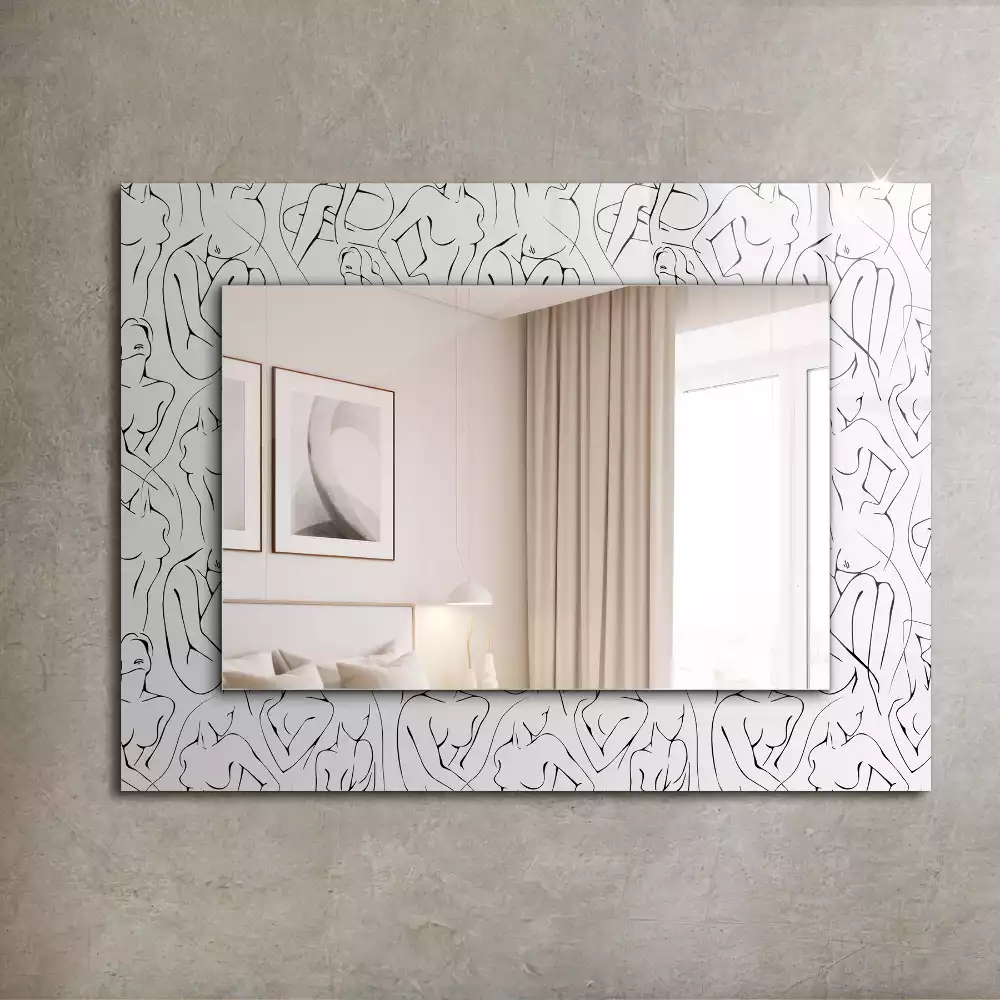 Oglindă dreptunghiulară cu decor schiță siluetă feminină