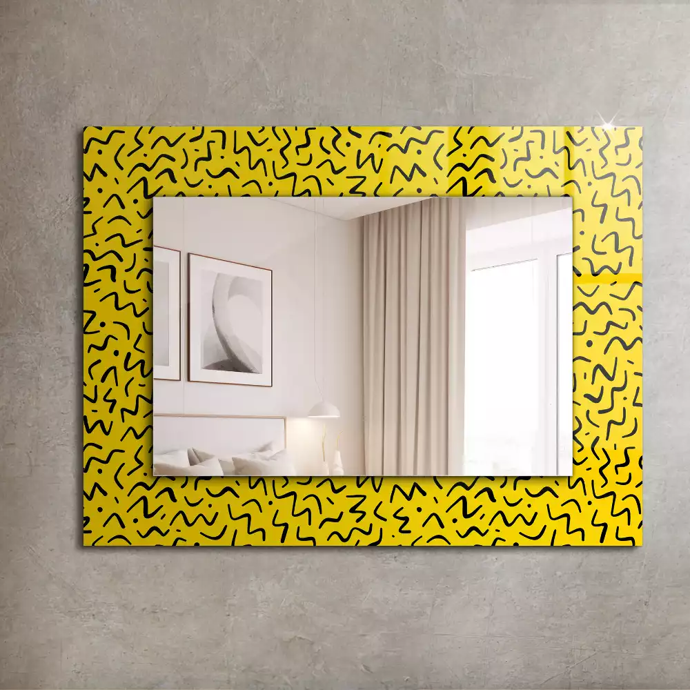 Oglindă dreptunghiulară cu model abstract galben