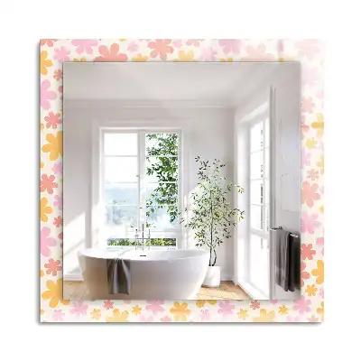 Oglindă dreptunghiulară cu decor floral
