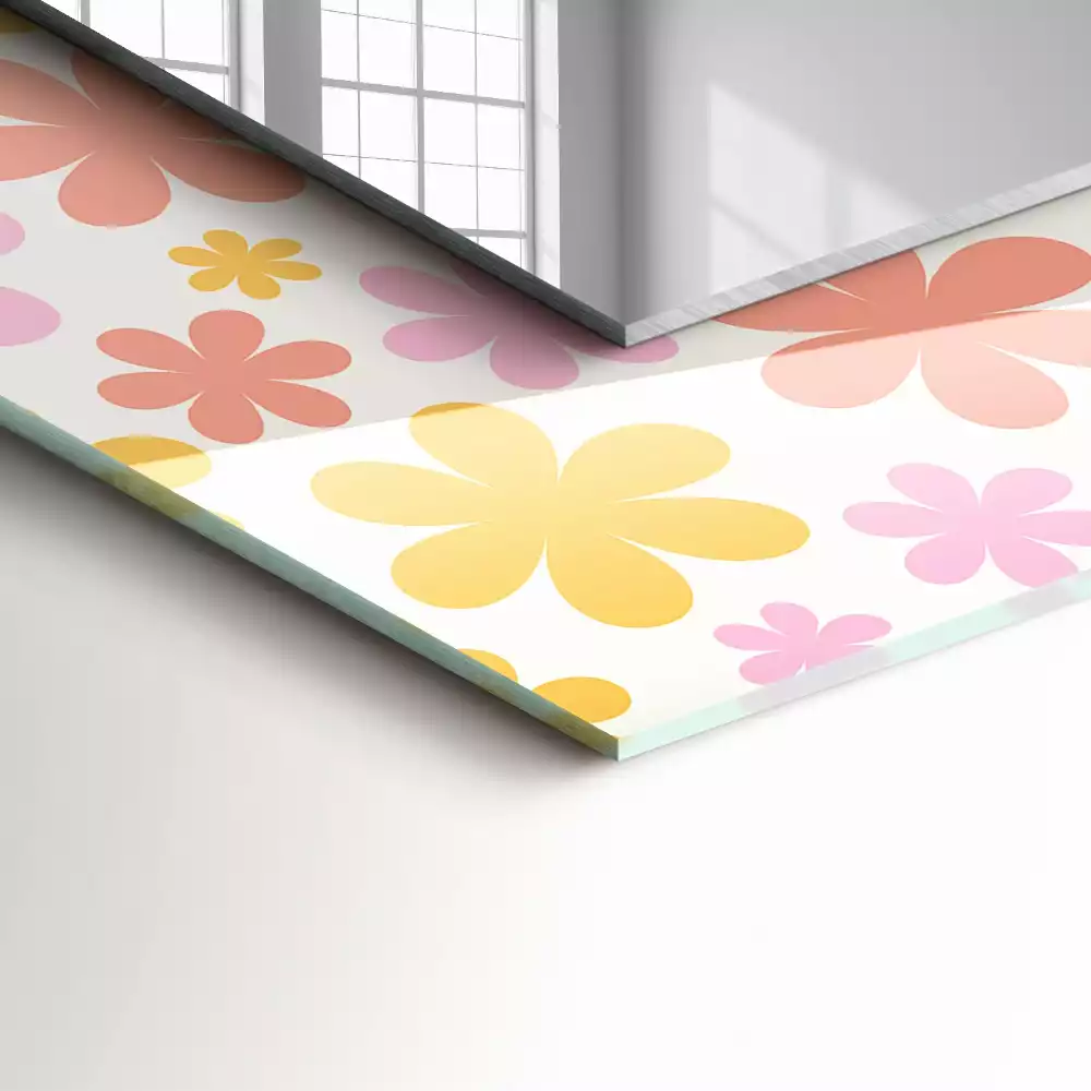 Oglindă dreptunghiulară cu decor floral