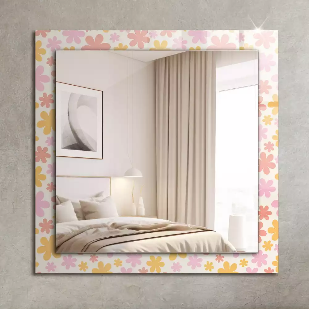 Oglindă dreptunghiulară cu decor floral