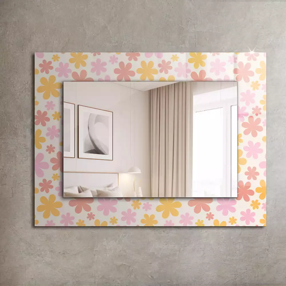 Oglindă dreptunghiulară cu decor floral