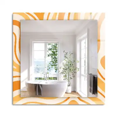Oglindă dreptunghiulară cu decor abstract portocaliu