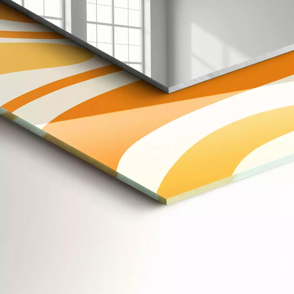 Oglindă dreptunghiulară cu decor abstract portocaliu